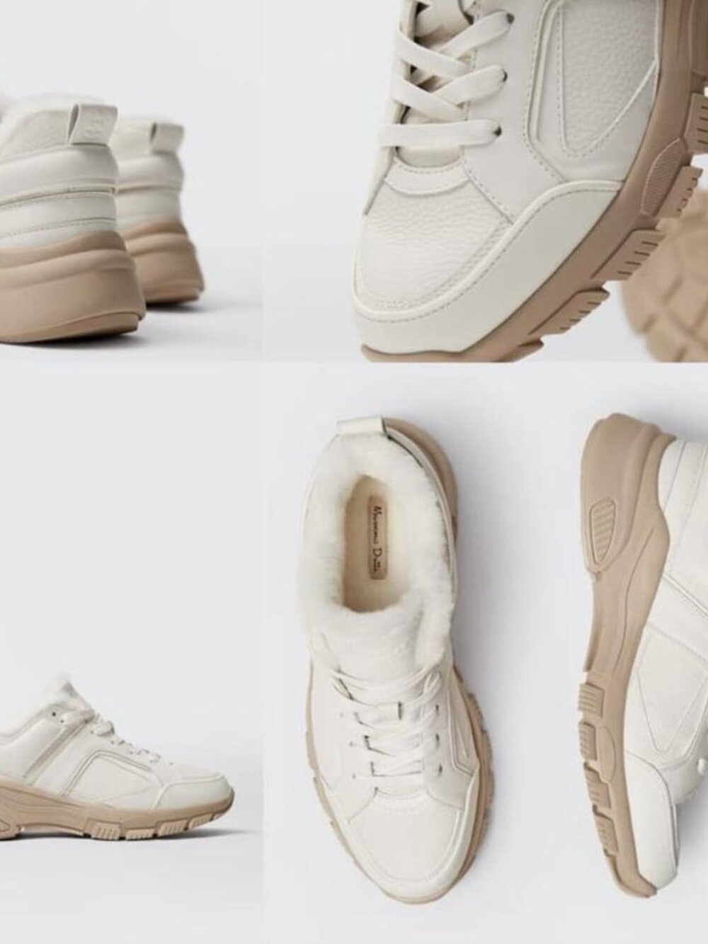 Massimo Dutti Leather and Shearling Sneakers